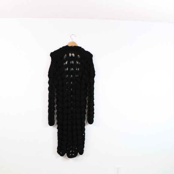 *Pistache Open Knit Black Long Cardigan - Picture 7 of 7